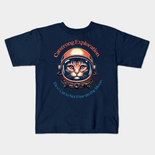 Catstrong Exploration - First Cat to Set Paw on the Moon - I Love cat - 1 Kids T-Shirt